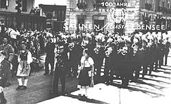 Marschmusik beim Festzug in Ebensee 1948